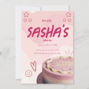 Invitation parties scintillant rose poule mignon anniversaire