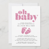 Invitation Parties scintillant rose pour bébé virtuelle (Devant)