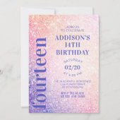 Invitation Parties scintillant rose pourpre Anniversaire (Devant)