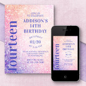 Invitation Parties scintillant rose pourpre Anniversaire