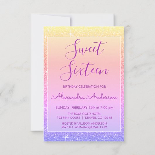 Invitation Parties scintillant rose pourpre étincelle Sweet s (Dos)