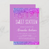 Invitation Parties scintillant rose pourpre étincelle Sweet s (Devant / Derrière)