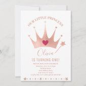 Invitation Parties scintillant rose princesse couronne aquare (Devant)