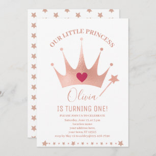Invitation Parties scintillant rose princesse couronne aquare