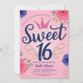 Invitation Parties scintillant rose Princesse Couronne Sweet  (Devant)