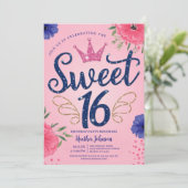 Invitation Parties scintillant rose Princesse Couronne Sweet  (Debout devant)