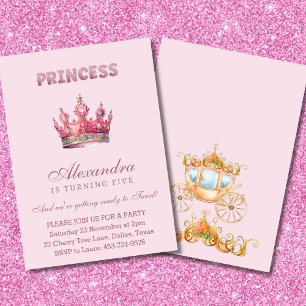 Invitation Parties scintillant rose princesse Crown Fairytale