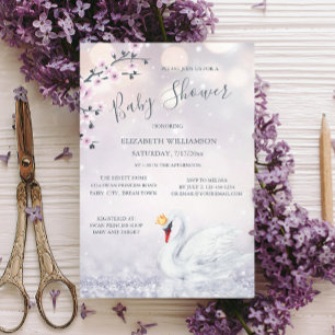 Invitation Parties scintillant rose princesse de cygne   Baby