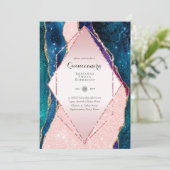 Invitation Parties scintillant Rose QUINCEANERA - AGATE Rose  (Debout devant)