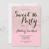 Invitation Parties scintillant rose rose candy moderne ombre  (Devant)