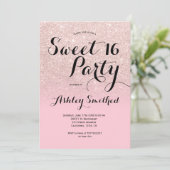 Invitation Parties scintillant rose rose candy moderne ombre  (Debout devant)