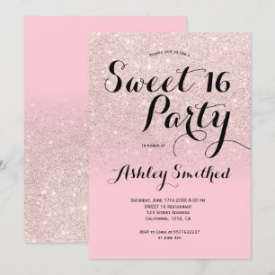 Invitation Parties scintillant rose rose candy moderne ombre 