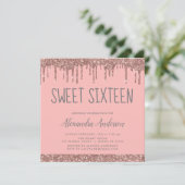 Invitation Parties scintillant rose rose dorée douce 16 Anniv (Debout devant)