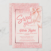 Invitation parties scintillant rose rose élégant Sweet 16 (Devant / Derrière)