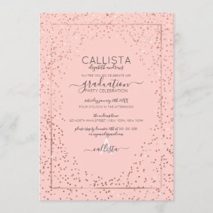 Invitation Parties scintillant Rose Rose Gold Confetti Bordur