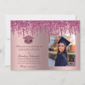 Invitation Parties scintillant Rose Rose Graduation Photo (Devant)
