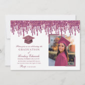 Invitation Parties scintillant Rose Rose Graduation Photo (Devant)