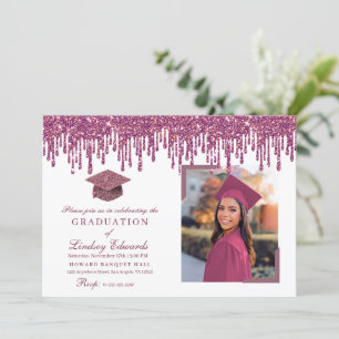 Invitation Parties scintillant Rose Rose Graduation Photo