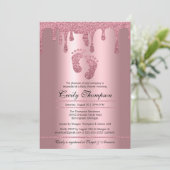 Invitation Parties scintillant rose Rose Luxe Baby shower mé (Debout devant)