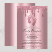 Invitation Parties scintillant rose Rose Luxe Baby shower mé (Devant / Derrière)