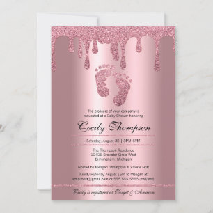 Invitation Parties scintillant rose  Rose Luxe Baby shower mé