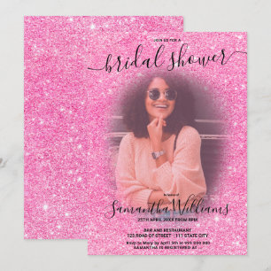 Invitation parties scintillant rose rose moderne, douche à l