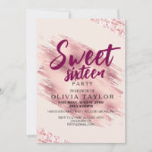 Invitation Parties scintillant rose Rose moderne Sweet sixtee (Devant)