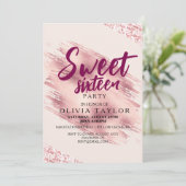 Invitation Parties scintillant rose Rose moderne Sweet sixtee (Debout devant)