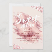 Invitation Parties scintillant rose Rose moderne Sweet sixtee (Devant)
