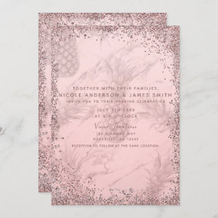 Invitation Parties scintillant rose Rose Or Ananas Mariage tr