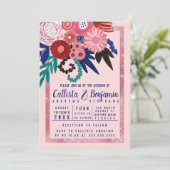 Invitation Parties scintillant rose rouge florale Acrylique (Debout devant)