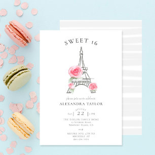 Invitation Parties scintillant Rose rustique Eiffel Paris Min