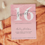 Invitation Parties scintillant rose scintille ombre clignotan<br><div class="desc">Parties scintillant rose pastel rose script calligraphie typographie douce invitation fête de 16 ans.Parfait pour une soirée sweet sixteen moderne et élégante.</div>