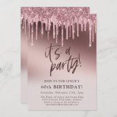 Invitation Parties scintillant rose Soixante-60e C'est un ann (Devant / Derrière)