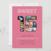 Invitation Parties scintillant rose sucré 16 Anniversaire Pho (Devant)