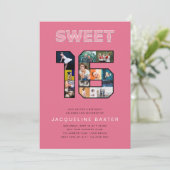 Invitation Parties scintillant rose sucré 16 Anniversaire Pho (Debout devant)