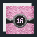 Invitation Parties scintillant rose sucré 16 Emblème de ruban<br><div class="desc">Parties scintillant rose Sweet 16 Emblem de ruban Invitation. Customisez avec tout texte.</div>