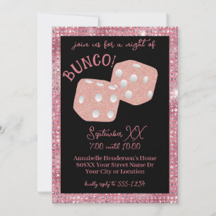 Invitation Parties scintillant rose sur Black Ladies Bunco nu