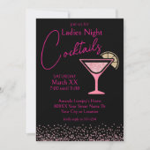 Invitation Parties scintillant rose sur Black Ladies Night Co (Devant)
