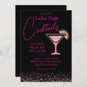 Invitation Parties scintillant rose sur Black Ladies Night Co (Devant / Derrière)