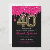Invitation Parties scintillant rose tendance 40e anniversaire (Devant)