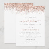 Invitation Parties scintillant Rose tendance Sweet 16 Anniver (Devant / Derrière)