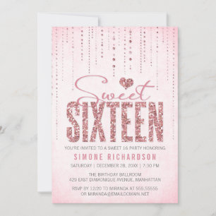 Invitation Parties scintillant rose tendance Sweet 16 Party