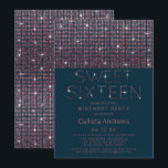 Invitation Parties scintillant rose Turquoise de luxe Sequins<br><div class="desc">Ce design moderne et glamour pour les fêtes d'anniversaire de Sweet sixteen est parfait pour l'événement unique de votre jeune fille adolescente ! Il dépeint un design chic et luxueux de parties scintillant à paillettes rose étincelante imbriquée sur un simple arrière - plan turquoise de sirène avec une caractéristique de...</div>