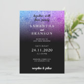 Invitation Parties scintillant rose Turquoise Mariage minimal (Debout devant)