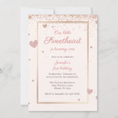 Invitation Parties scintillant rose Valentine Chérie 1er anni (Devant)