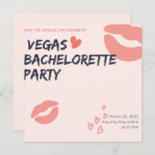 Invitation Parties scintillant rose Vegas Thème Bachelorette  (Devant / Derrière)