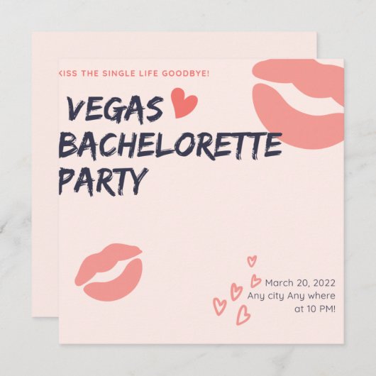 Invitation Parties scintillant rose Vegas Thème Bachelorette  (Devant / Derrière)