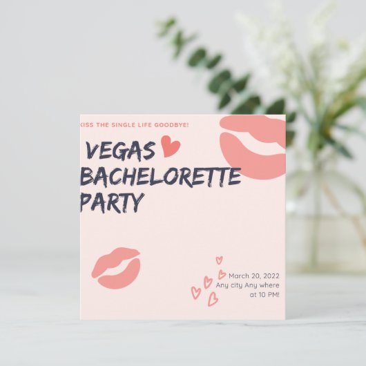 Invitation Parties scintillant rose Vegas Thème Bachelorette  (Debout devant)
