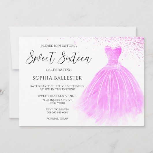 Invitation Parties scintillant rose vierge Gown Sweet 16 Part (Devant)